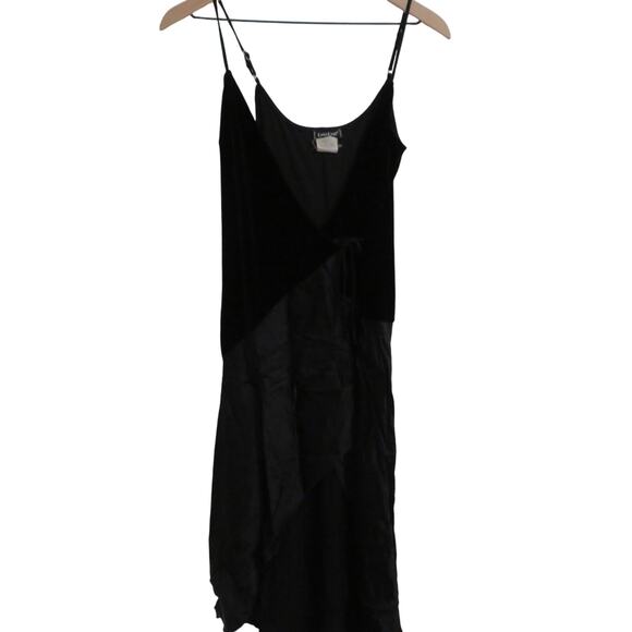Bebe Womens Sz M Black Velvet and Satin Wrap Whimsigoth Dress Vintage 90's - Picture 1 of 7